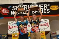 Carpenter (left) and Nelson accept the spoils at Pikes Peak