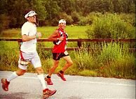 Ryan Sandes (left) with pacer Adam Chase