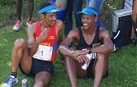 Weldemariam (left) shares his thoughts after the 2012 Harakiri race