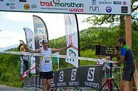 Alun Vaughan breaks the tape at Trail Marathon Wales 2014